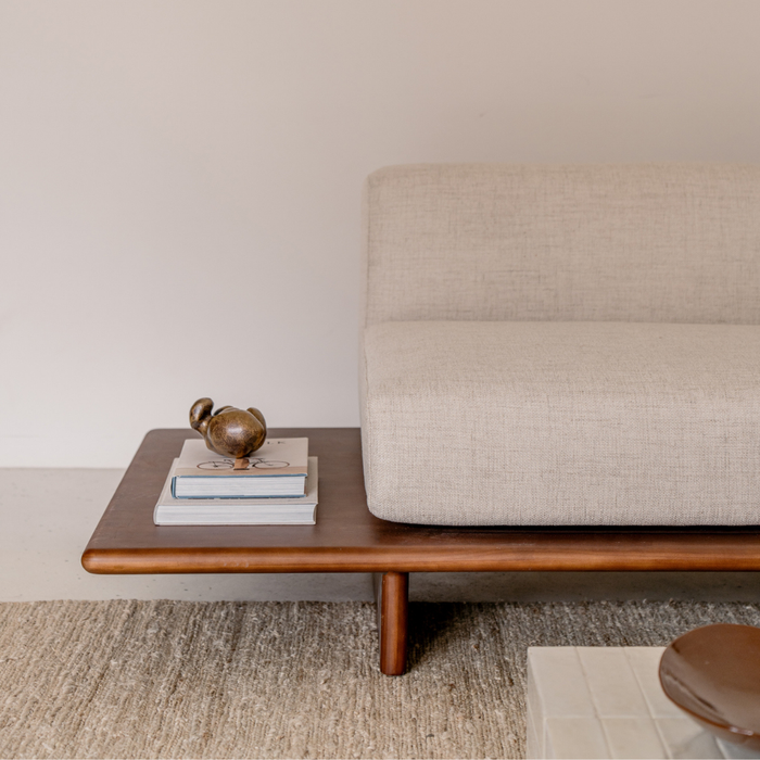 Sitzbank Daro - 250 cm - Kaffeebohnenfarbe - Stoffsitz spotted sandstone webart