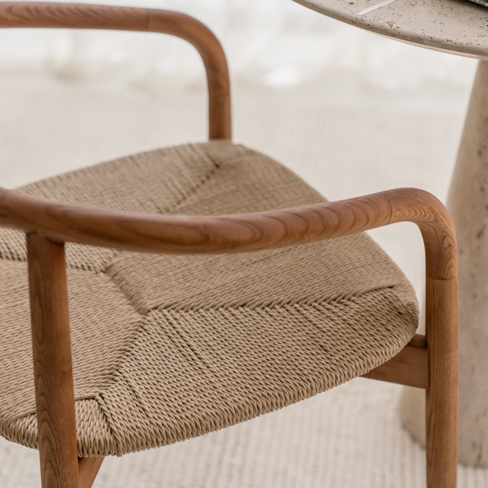 Ely dining room chair - Light Walnut - Rectangular seat - Woven seat