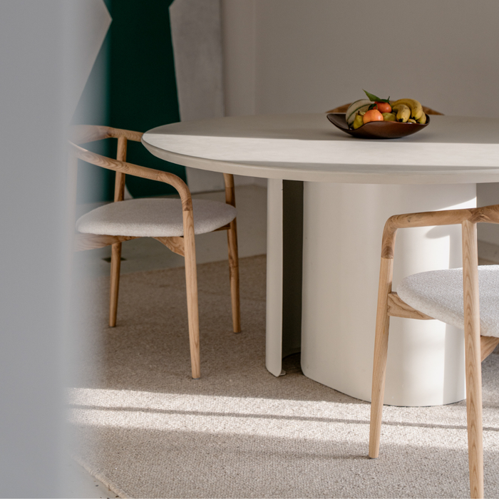 Table à manger Elio – Microskin - Latte - Pieds en fer Latte - 160 cm