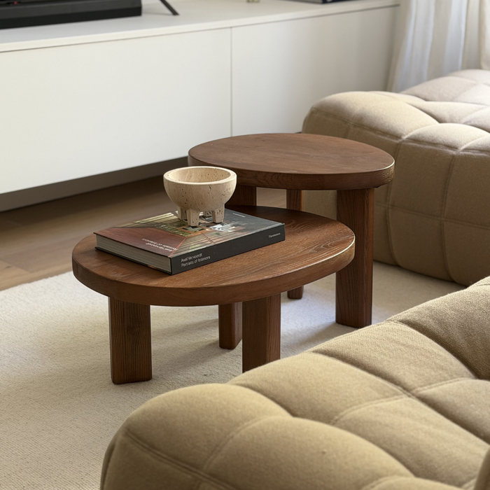 Salontisch Eden - Essholz - Dunkle Walnuss - Oval - 50 cm - Klein