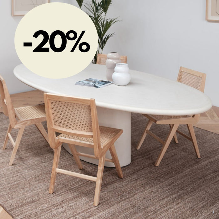 Hector organic mortex look dining table - Oval - Microskin