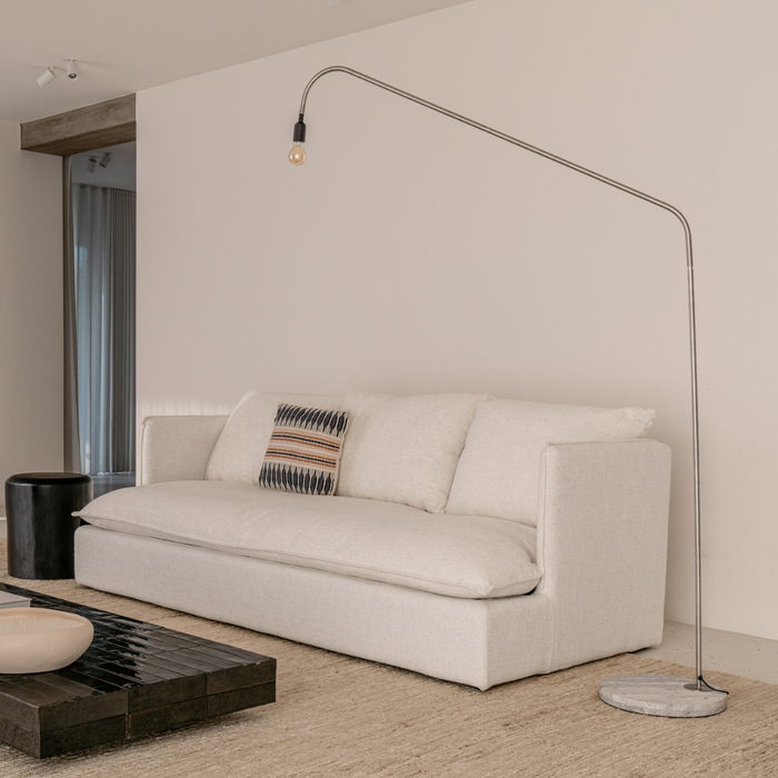 Lamp Ellis - Large H202 - White Travertine - Brushed Steel Base