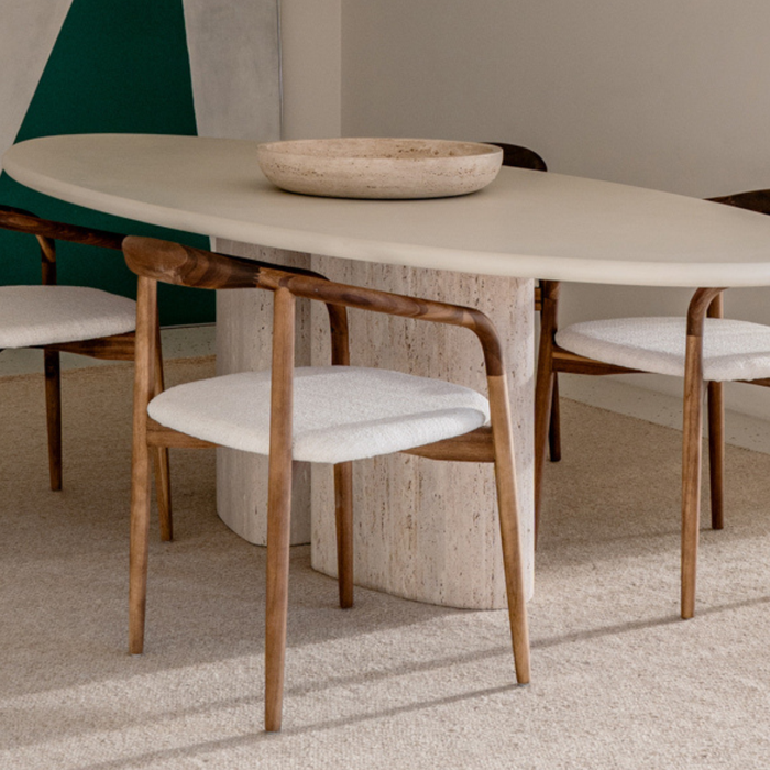 Ely eetkamerstoel - rechthoekige stoffen zitting - Donker walnoten afwerking