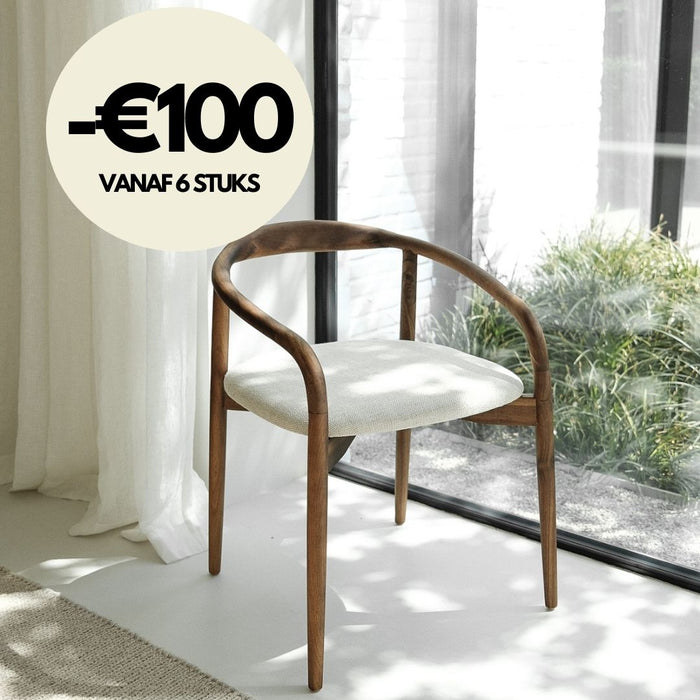 Dining chair Ely - Rectangular fabric seat - Smoke wood color - Ash wood