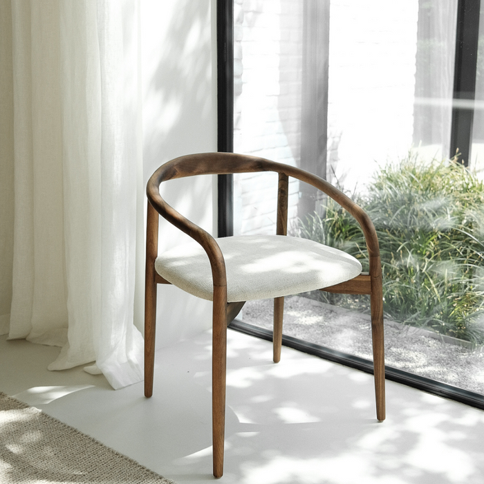 Dining chair Ely - Rectangular fabric seat - Smoke wood color - Ash wood