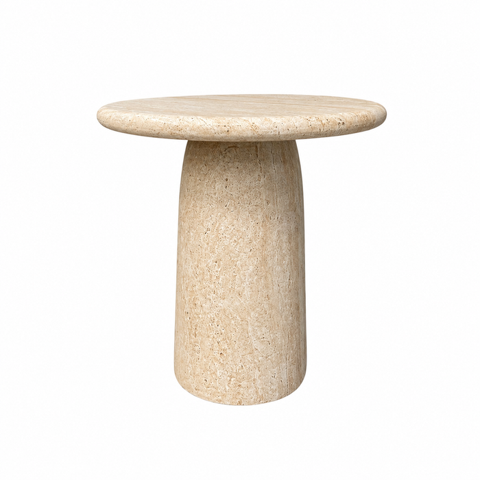 Table basse extérieure Eze - D50 H50 - Polycomposite - Travertin blanc