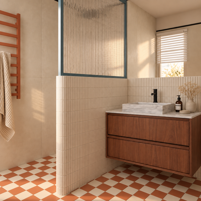 Vintage-Marmor-Badezimmermöbel Fien Walnuss – 80 cm – Mit Aufsatzwaschbecken