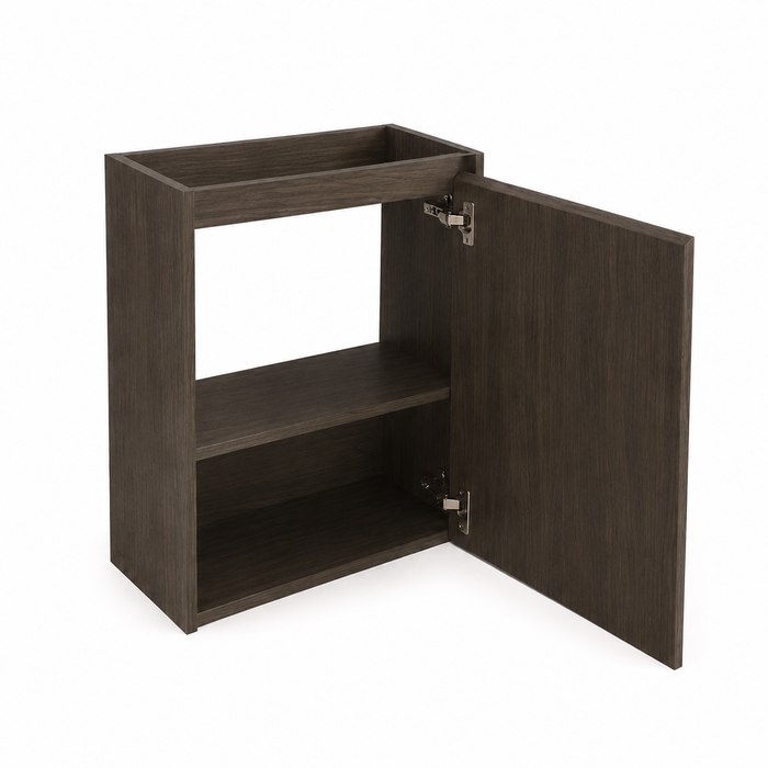 Armoire de salle de bain Krabi – Bois de placage fumé | Armoire de rangement pour serviettes