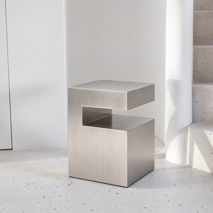 Beistelltisch Lewis - B32 T32 H45 - gebürsteter Stahl