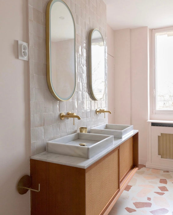 Meuble de salle de bain Vintage Nestor - Teck- Rotin - 150 cm