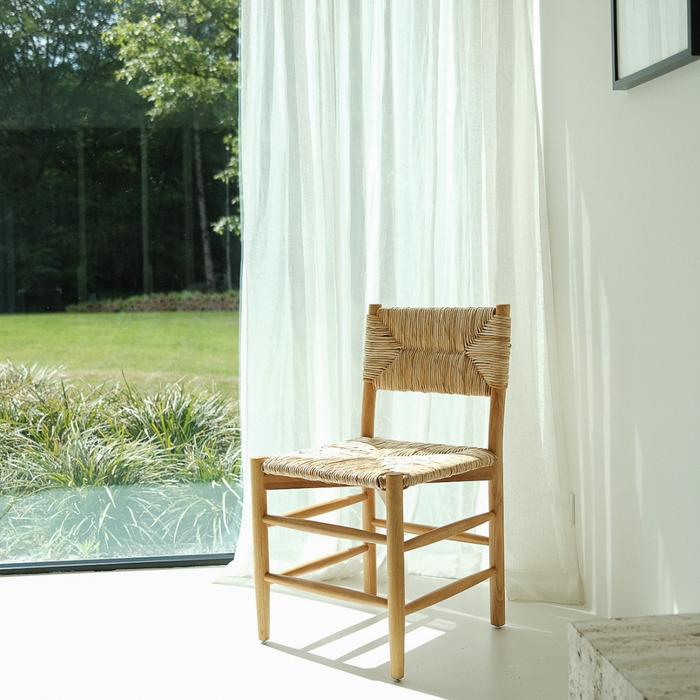 Chaise de salle à manger Mardor - Pin vintage - Assise en corde tissée