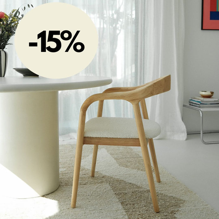 Chaise de salle à manger - Muret - Assise Bouclé - Chêne