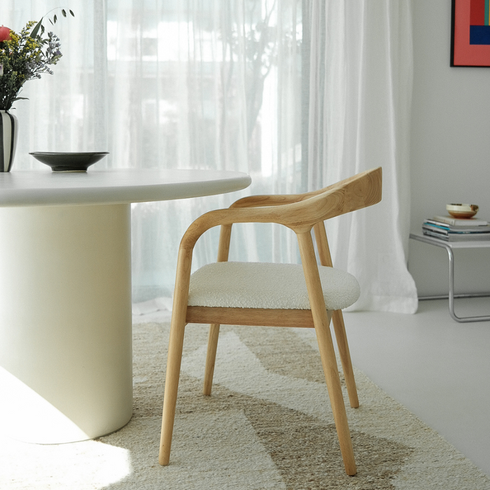 Chaise de salle à manger - Muret - Assise Bouclé - Chêne