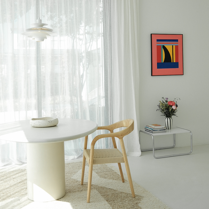 Chaise de salle à manger - Muret - Assise en corde tissée - Chêne