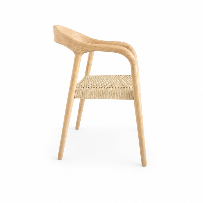 Chaise de salle à manger - Muret - Assise en corde tissée - Chêne
