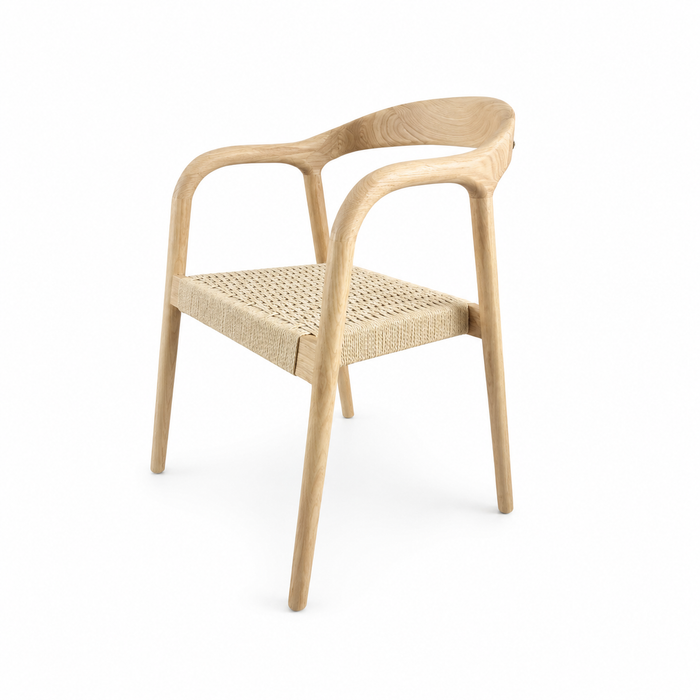 Chaise de salle à manger - Muret - Assise en corde tissée - Chêne