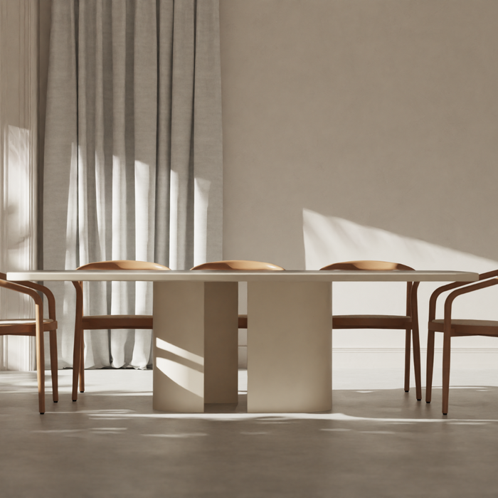 Lange Eettafel Nova – MicroSkin Platte in Latte – Latte Eisen Untergestell – 240 cm