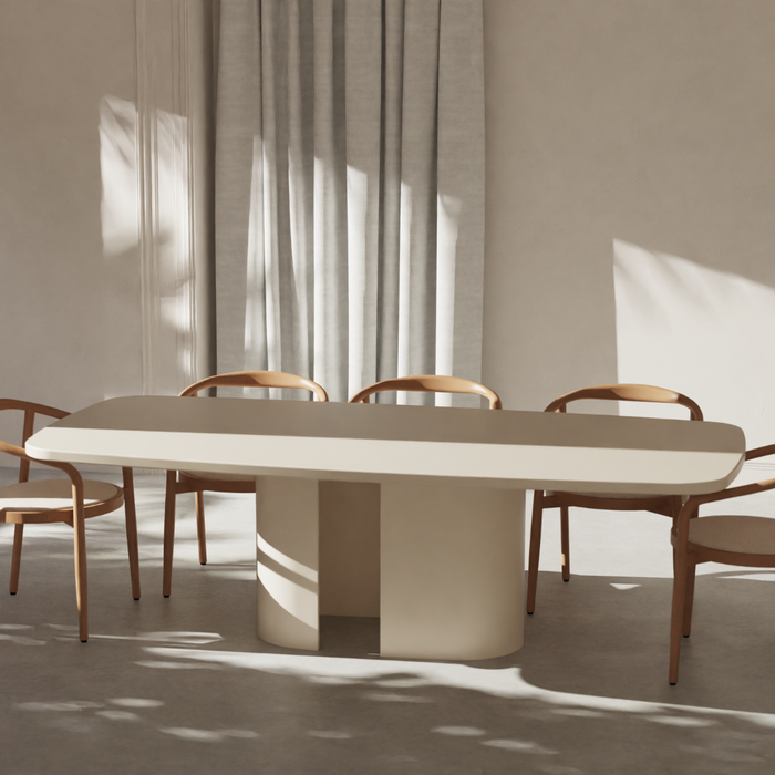Lange Eettafel Nova – MicroSkin Platte in Latte – Latte Eisen Untergestell – 240 cm