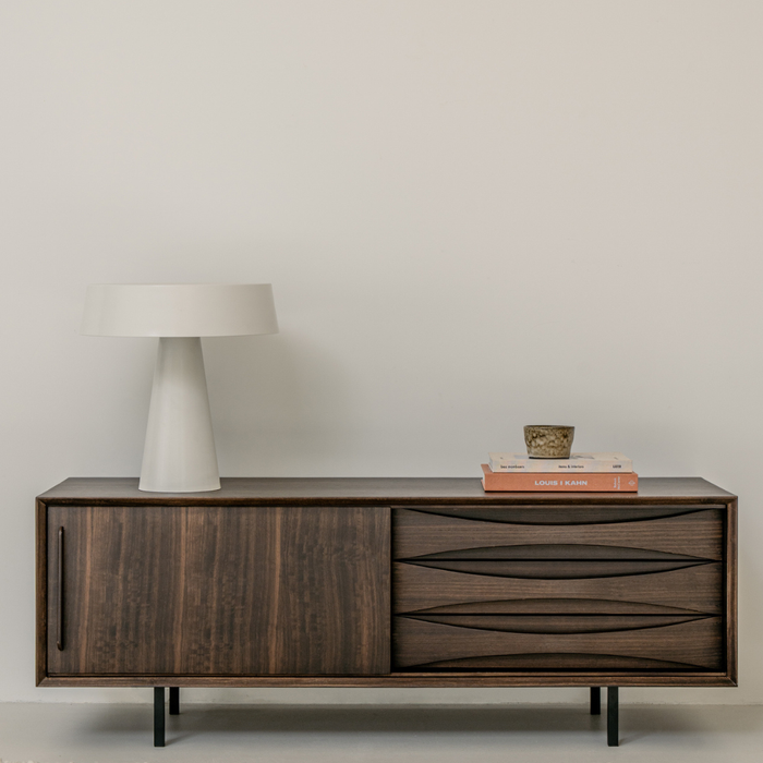 Buffet TV vintage avec tiroirs - 140 cm - Oskar - Smokewood