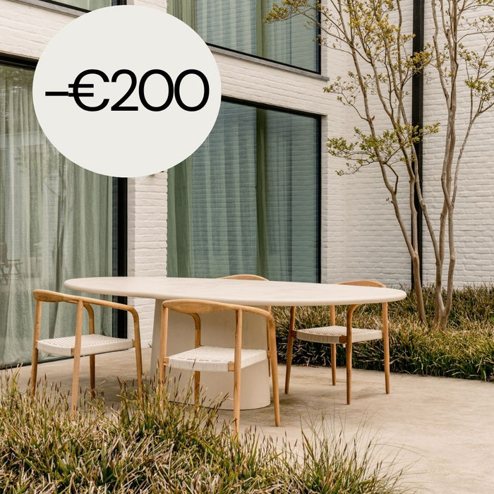 Table de jardin ovale forme organique - Anvers - MicroSkin - 240 cm ou 260 cm - Latte Nuageux