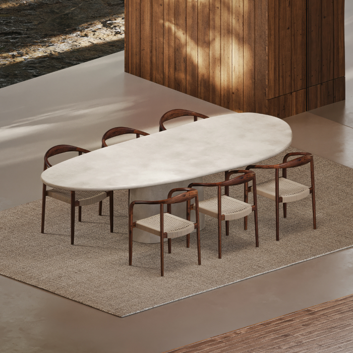 Oval Garden Table Organic Shape - Anvers - MicroSkin - 240 cm or 260 cm - Cloudy Latte