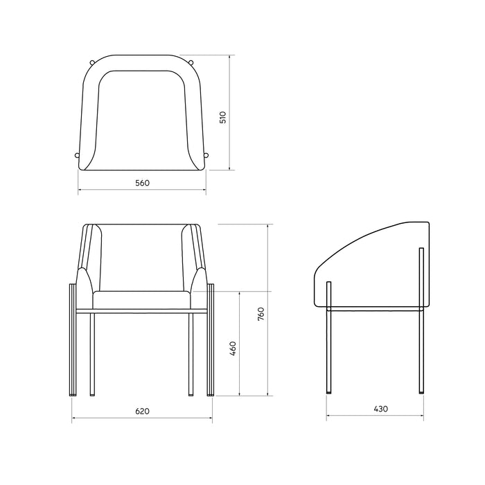 Chaise de salle à manger Royan - Bouclé - Pieds métal noir