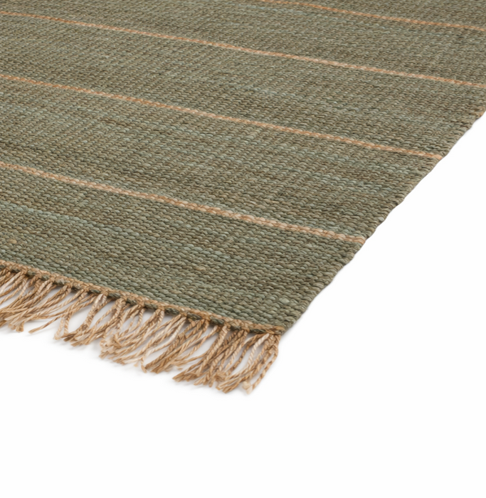 Handgefertigter Teppich - Nira - Dunkelgrün - 100% Jute