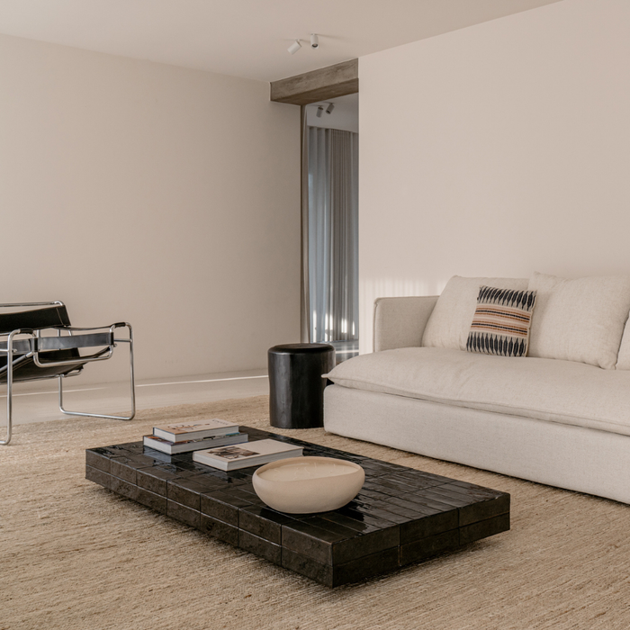 Mesa de centro Tilo - Encimera de azulejos negra - Rectangular - 168 cm