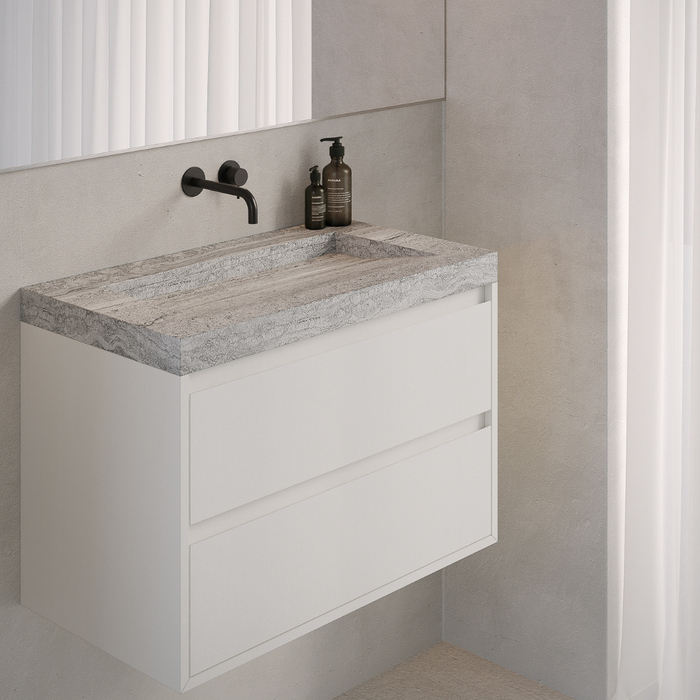 Plato de lavabo de travertino - Soumans - 80 cm