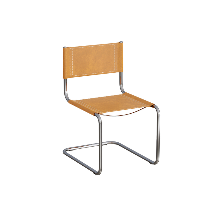 Chaise de salle à manger Swing - Cadre chromé - Cognac clair