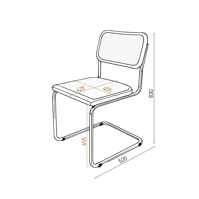Chair in Natural Reed- Black/Chrome - Swing