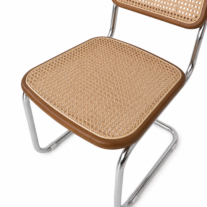 Dining Chair Swing – Natural Cane – Walnut/Chrome