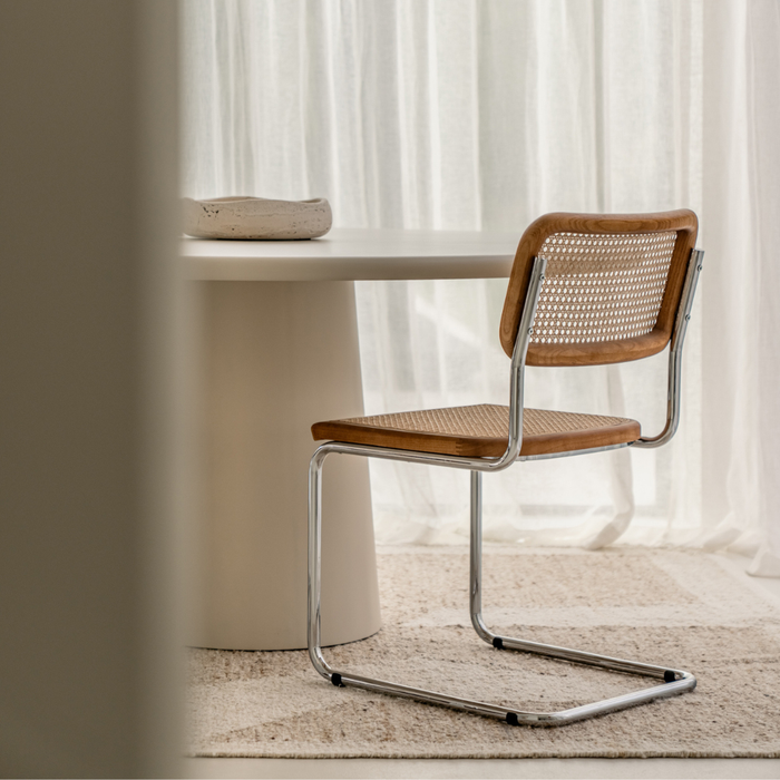 Chaise en Rotin Naturel - Noyer/Chrome - Swing