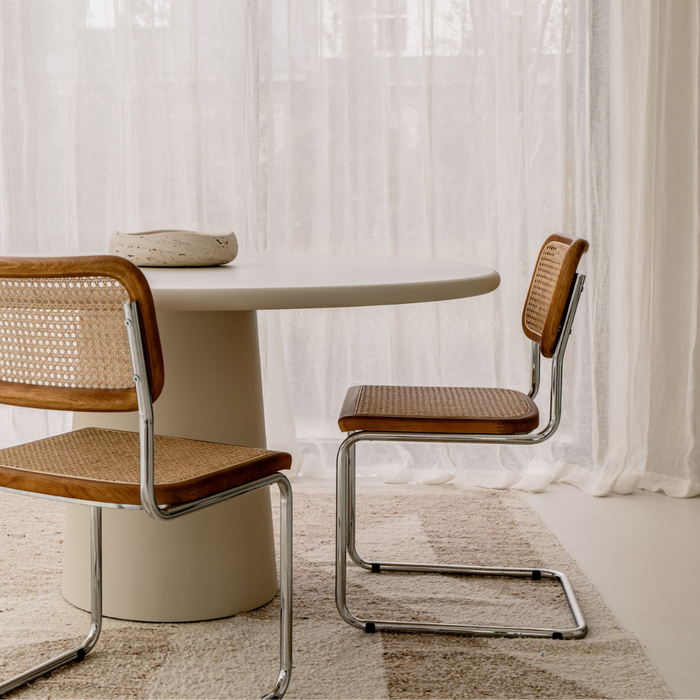 Chaise en Rotin Naturel - Noyer/Chrome - Swing