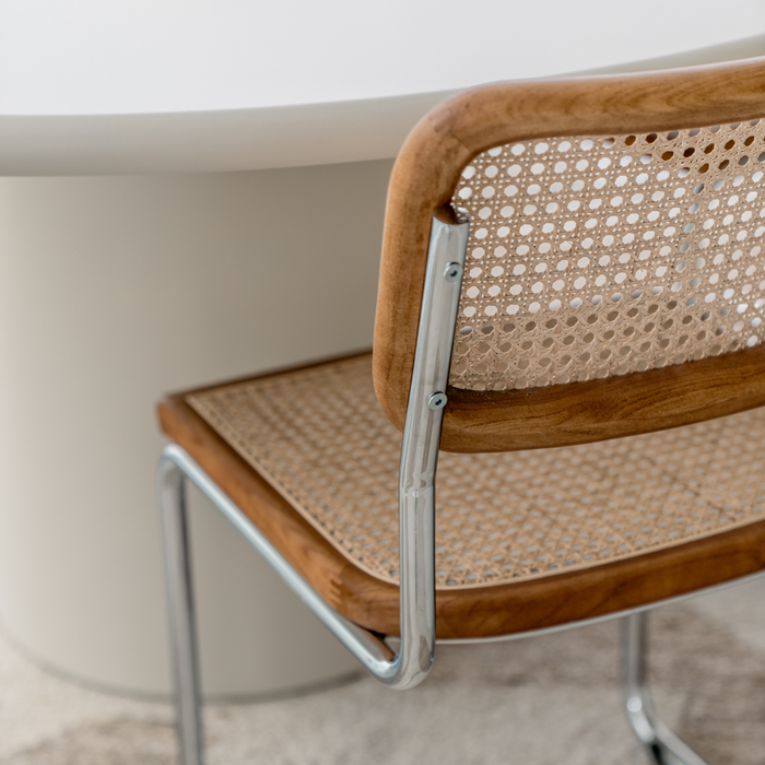 Chaise en Rotin Naturel - Noyer/Chrome - Swing