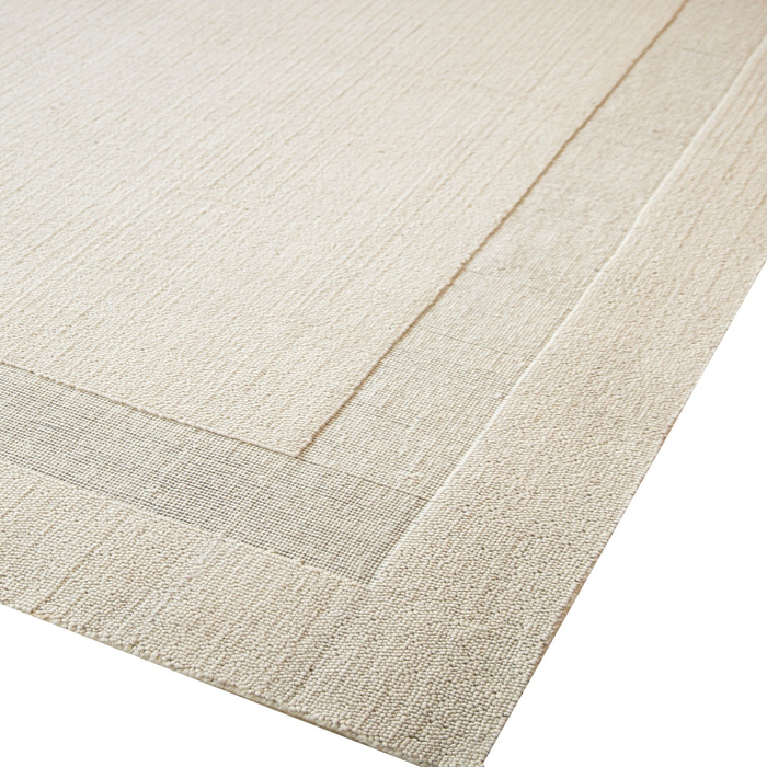 Tapis fait main - Kora - 100% laine naturelle - Blanc avec rayures