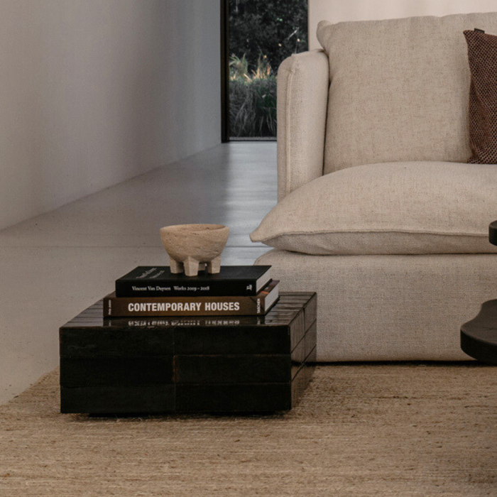 Salontisch Vence - Schwarze Fliesen - Niedrig - 27 cm