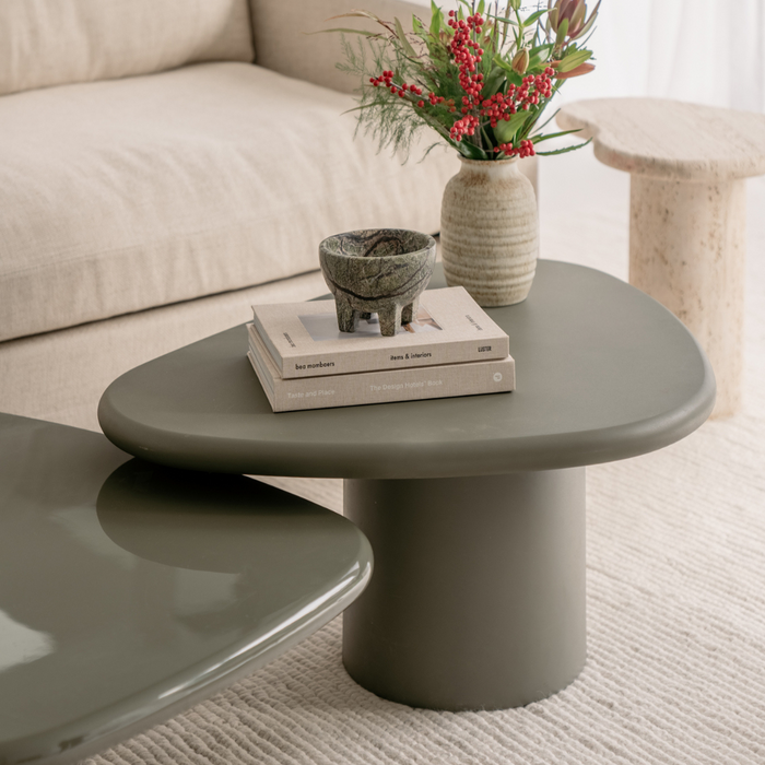 Coffee table Tille - 90 cm - Matt StoneSkin - Light Khaki