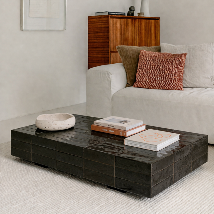 Mesa de centro Tilo - Baldosa negra - 120 cm - Rectangular