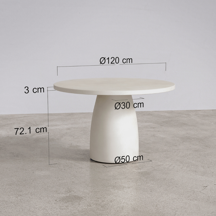 Table ronde de jardin - Uzé - D120 H75 - Latte - Polycomposite