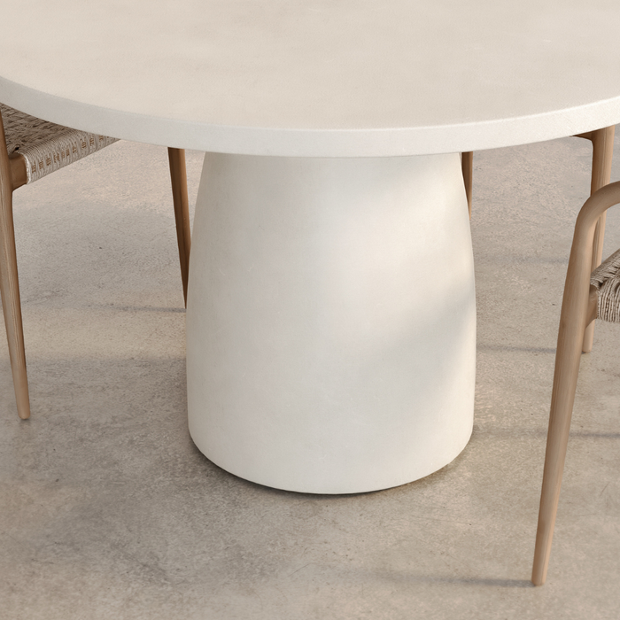 Table ronde de jardin - Uzé - D120 H75 - Latte - Polycomposite