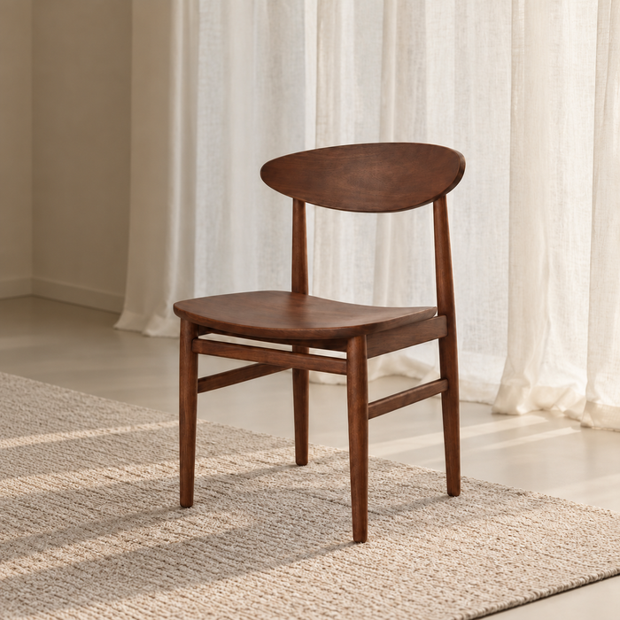 Chaise de salle à manger Tourcoing - Noyer foncé - Assise en bois