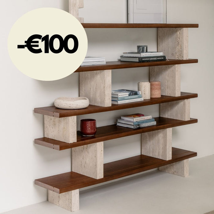 Élément mural - Merpins - Noyer - Piliers en travertin - 180 cm