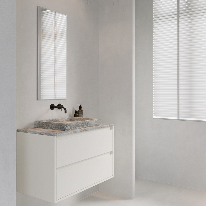 Armoire de salle de bain en bois blanc - ANN - 80 cm