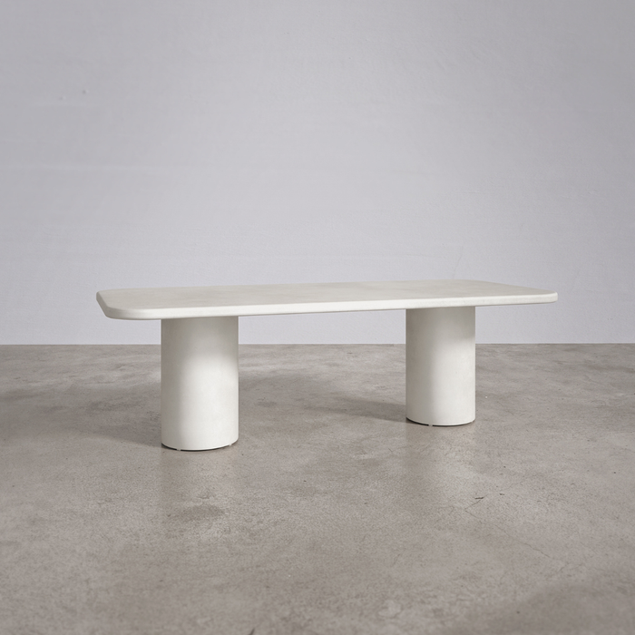 Table de jardin rectangulaire d'extérieur avec pieds ronds - Yonu - 240 cm - Latte - Polycomposite