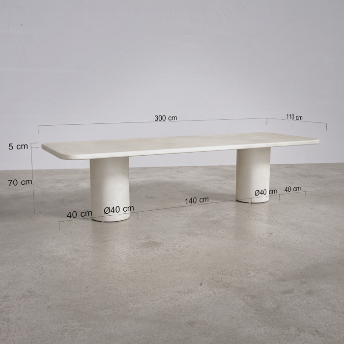 Outdoor rechthoekige eettafel met ronde poten - Yonu - 300 cm - Latte - Polycomposiet