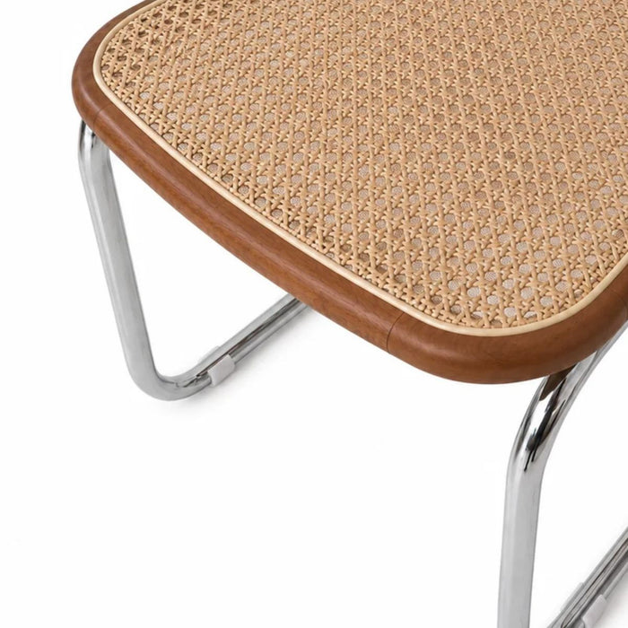 Esszimmerstuhl Swing – Natürliches Rattan – Walnuss/Chrom