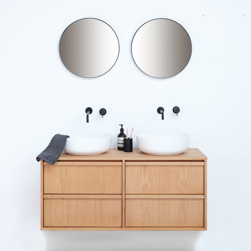 Meuble de salle de bain double vasque effet marbre blanc - Inalco 170cm