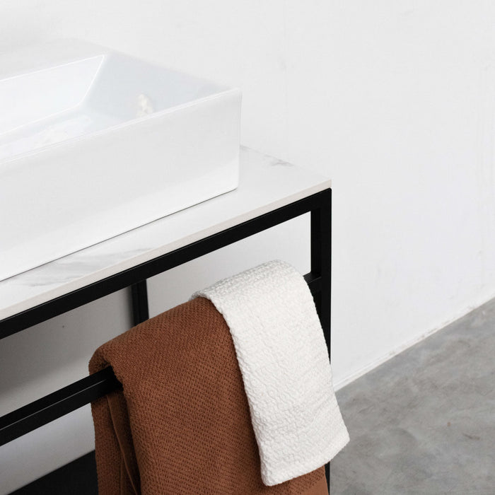 Industrieel badkamermeubel met wit keramiek - Jules Zwart - Alexis 9 - 80 cm