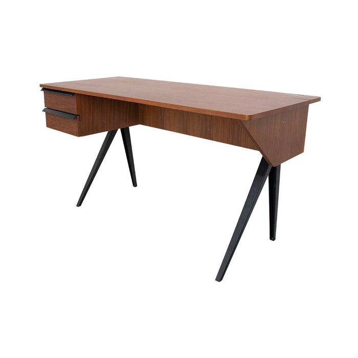 Valnød skrivebord med 2 skuffer - Dijon - 140 cm